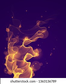 Wave of flowing particles over dark abstract vector magic background, smooth curvy shape dots transparent tulle textile on wind. 3d shape dots blended mesh, relaxing wallpaper.