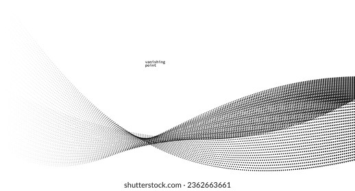 Wave of flowing vanishing particles vector abstract background, curvy lines dots in motion relaxing illustration, smoke like image.