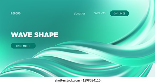 Wave Fluid, 3d Liquid Shape in Movement. Turquoise Fluid Poster or Banner. Brush Stroke with Gradient, Abstract Wave Background. Dynamic Flow Poster for Presentation. Wave Pattern Design, Wallpaper.
