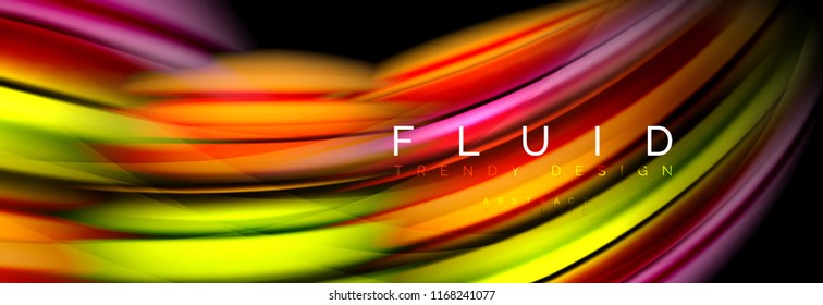 Wave fluid flowing colors motion effect, holographic abstract background. Vector modern illustration