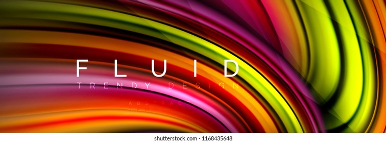 Wave fluid flowing colors motion effect, holographic abstract background. Vector modern illustration