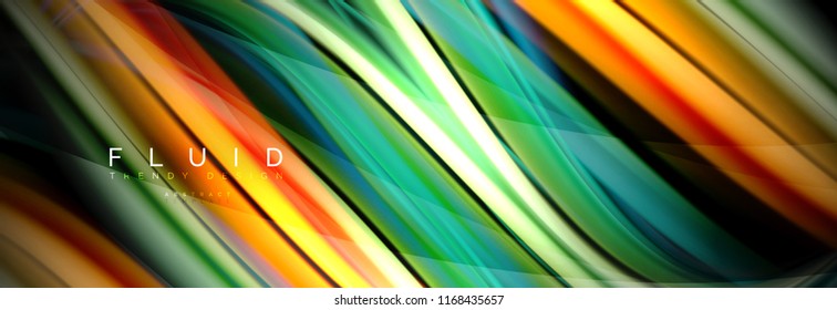 Wave fluid flowing colors motion effect, holographic abstract background. Vector modern illustration
