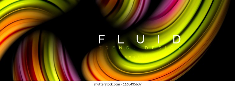 Wave fluid flowing colors motion effect, holographic abstract background. Vector modern illustration