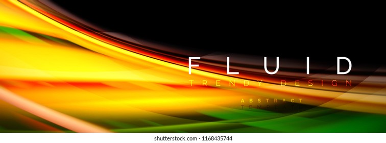 Wave fluid flowing colors motion effect, holographic abstract background. Vector modern illustration