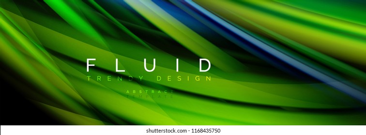 Wave fluid flowing colors motion effect, holographic abstract background. Vector modern illustration