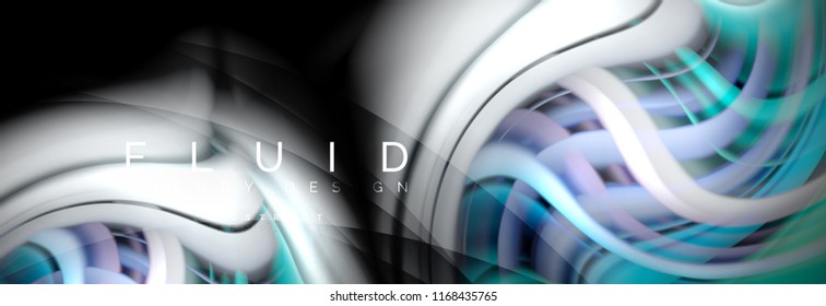Wave fluid flowing colors motion effect, holographic abstract background. Vector modern illustration