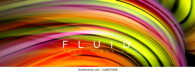 Wave fluid flowing colors motion effect, holographic abstract background. Vector modern illustration