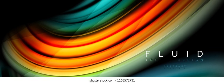 Wave fluid flowing colors motion effect, holographic abstract background. Vector modern illustration