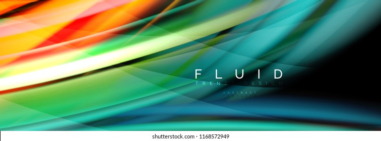 Wave fluid flowing colors motion effect, holographic abstract background. Vector modern illustration