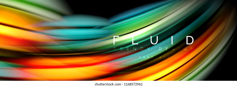 Wave fluid flowing colors motion effect, holographic abstract background. Vector modern illustration
