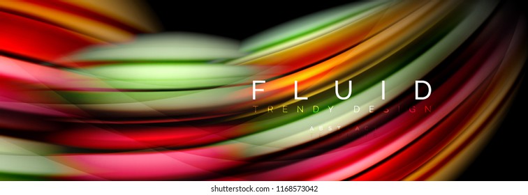 Wave fluid flowing colors motion effect, holographic abstract background. Vector modern illustration