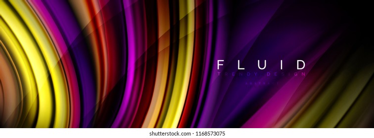 Wellenfließende Farben Bewegungseffekt, holografischer abstrakter Hintergrund. Moderne Vektorgrafik