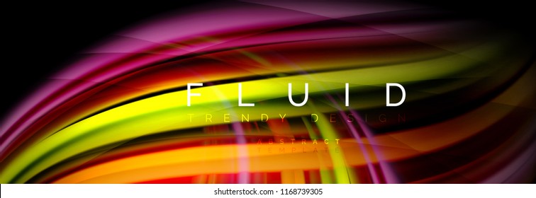 Wave fluid flowing colors motion effect, holographic abstract background. Vector modern illustration