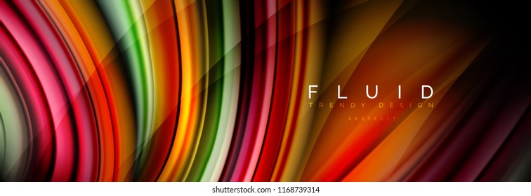Wave fluid flowing colors motion effect, holographic abstract background. Vector modern illustration