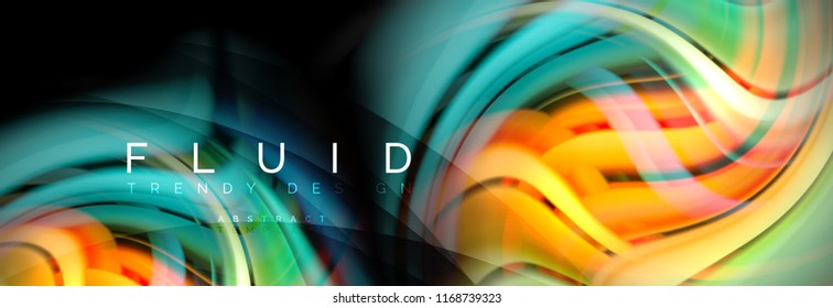 Wave fluid flowing colors motion effect, holographic abstract background. Vector modern illustration