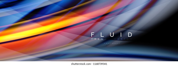 Wave fluid flowing colors motion effect, holographic abstract background. Vector modern illustration