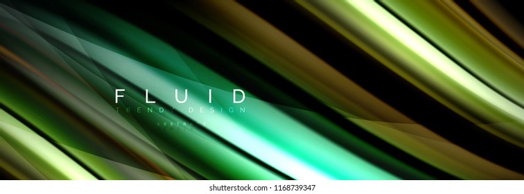 Wave fluid flowing colors motion effect, holographic abstract background. Vector modern illustration