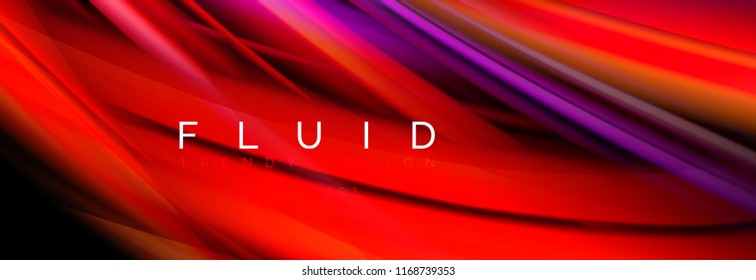 Wave fluid flowing colors motion effect, holographic abstract background. Vector modern illustration