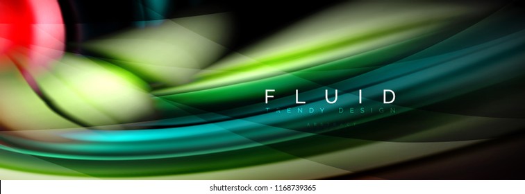Efecto de movimiento de flujo de fluidos de fluidos de oleaje, fondo holográfico abstracto. Ilustración moderna del vector