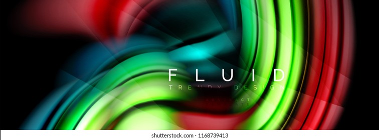 Wellenfließende Farben Bewegungseffekt, holografischer abstrakter Hintergrund. Moderne Vektorgrafik