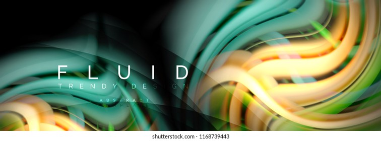 Wave fluid flowing colors motion effect, holographic abstract background. Vector modern illustration