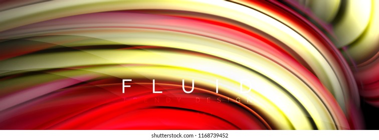 Efeito de movimento de cores fluidas de onda, fundo abstrato holográfico. Ilustração moderna de vetor