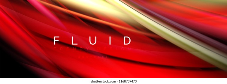 Wave fluid flowing colors motion effect, holographic abstract background. Vector modern illustration