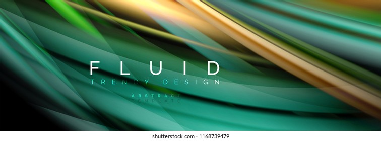 Wave fluid flowing colors motion effect, holographic abstract background. Vector modern illustration