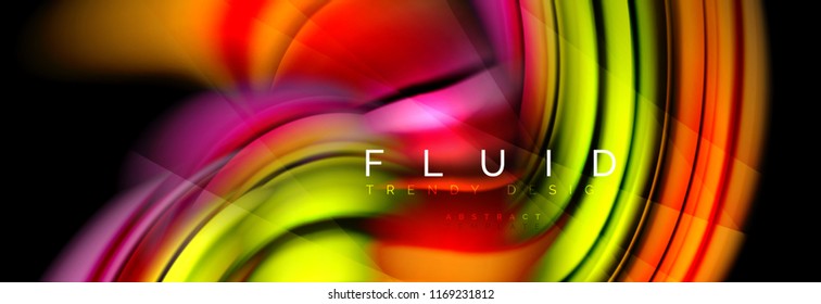 Efecto de movimiento de flujo de fluidos de fluidos de oleaje, fondo holográfico abstracto. Ilustración moderna del vector