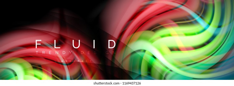 Efecto de movimiento de flujo de fluidos de fluidos de oleaje, fondo holográfico abstracto. Ilustración moderna del vector