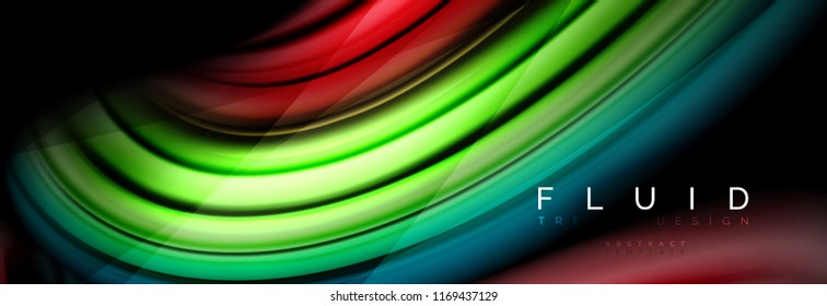 Efecto de movimiento de flujo de fluidos de fluidos de oleaje, fondo holográfico abstracto. Ilustración moderna del vector