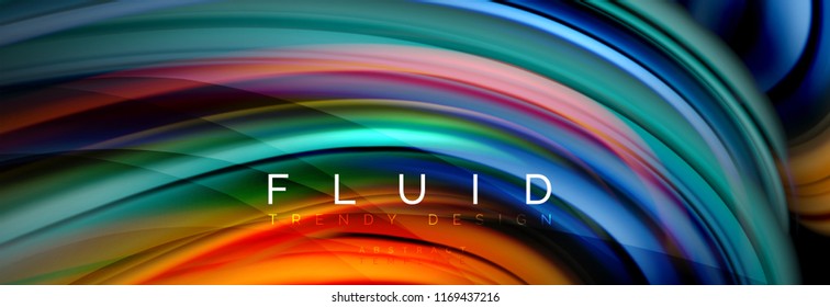 Efecto de movimiento de flujo de fluidos de fluidos de oleaje, fondo holográfico abstracto. Ilustración moderna del vector