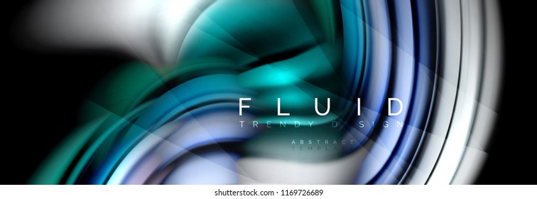 Wave fluid flowing colors motion effect, holographic abstract background. Vector modern illustration