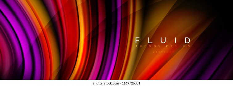 Wave fluid flowing colors motion effect, holographic abstract background. Vector modern illustration