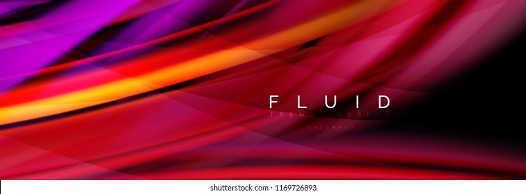 Wave fluid flowing colors motion effect, holographic abstract background. Vector modern illustration