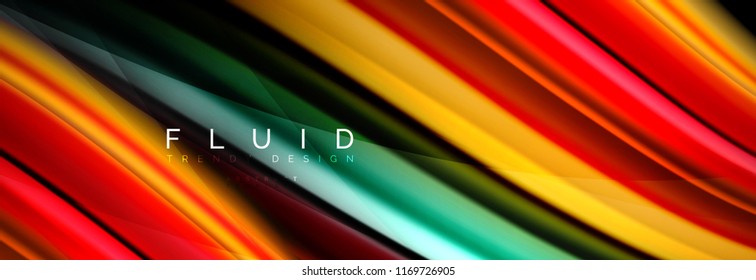Wave fluid flowing colors motion effect, holographic abstract background. Vector modern illustration