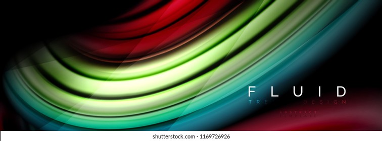 Wave fluid flowing colors motion effect, holographic abstract background. Vector modern illustration