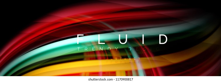 Wave fluid flowing colors motion effect, holographic abstract background. Vector modern illustration