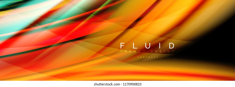 Wave fluid flowing colors motion effect, holographic abstract background. Vector modern illustration