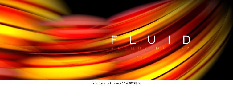 Wave fluid flowing colors motion effect, holographic abstract background. Vector modern illustration