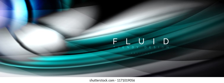 Wave fluid flowing colors motion effect, holographic abstract background. Vector modern illustration