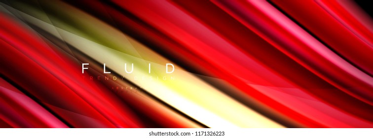 Wave fluid flowing colors motion effect, holographic abstract background. Vector modern illustration
