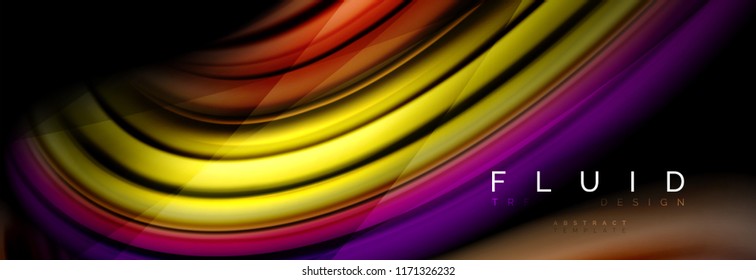 Wave fluid flowing colors motion effect, holographic abstract background. Vector modern illustration