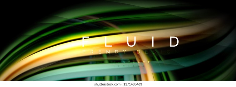 Efecto de movimiento de flujo de fluidos de fluidos de oleaje, fondo holográfico abstracto. Ilustración moderna del vector
