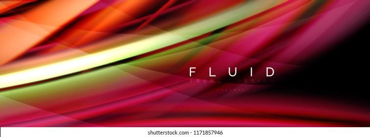 Wave fluid flowing colors motion effect, holographic abstract background. Vector modern illustration