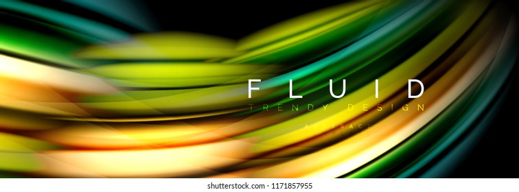 Wellenfließende Farben Bewegungseffekt, holografischer abstrakter Hintergrund. Moderne Vektorgrafik