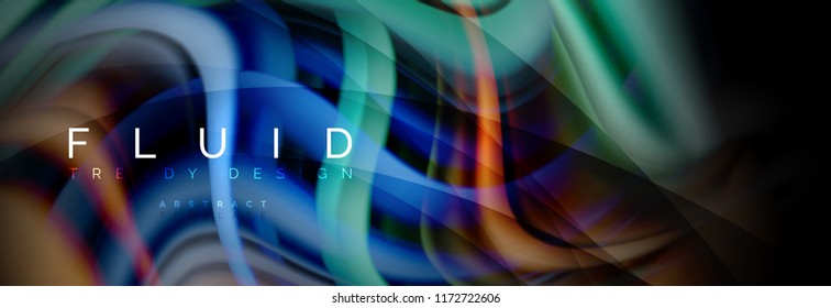 Wave fluid flowing colors motion effect, holographic abstract background. Vector modern illustration