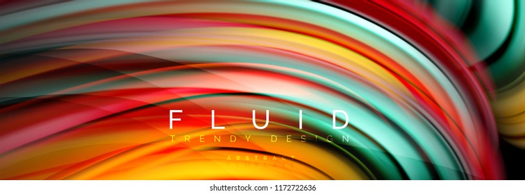Efecto de movimiento de flujo de fluidos de fluidos de oleaje, fondo holográfico abstracto. Ilustración moderna del vector