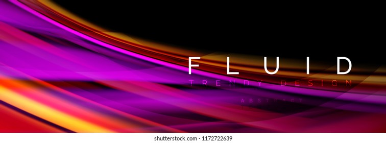 Wave fluid flowing colors motion effect, holographic abstract background. Vector modern illustration
