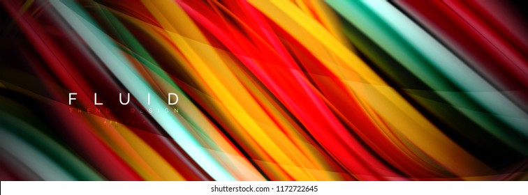 Wave fluid flowing colors motion effect, holographic abstract background. Vector modern illustration